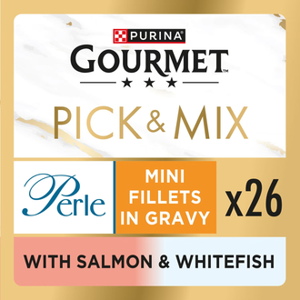 Gourmet Pick & Mix, perle, mini fillets in gravy, 26 pouches with salmon and whitefish