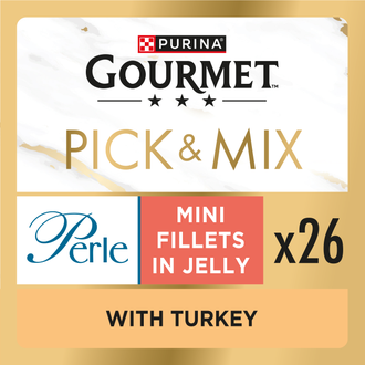 Gourmet Pick & Mix, perle, mini fillets in jelly, 26 pouches with turkey